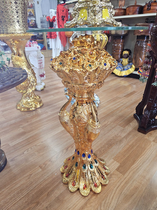 PEDESTAL ORO CON PIEDRA DE COLOR