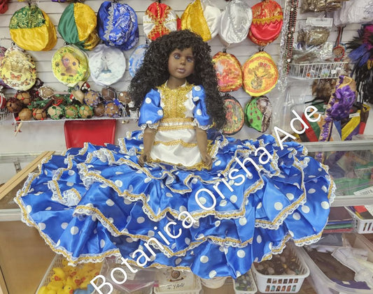 MUÑECA VESTIDA AZUL CON BOLINES