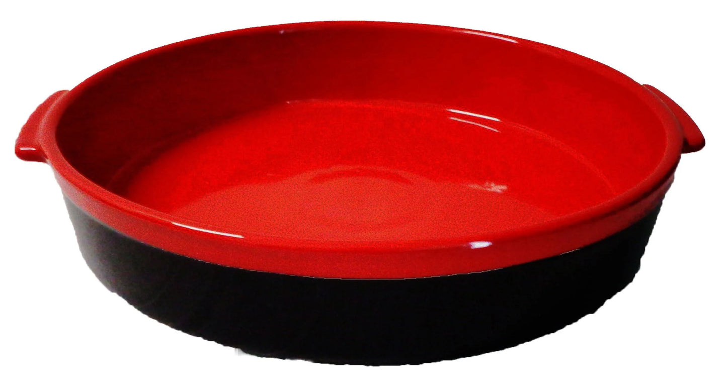 PLATO DE BARRO DE ELEGUA ROJO/NEGRO GRANDE